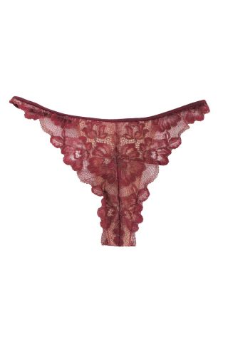 Low Waist G-String Panty in Maroon- Lace